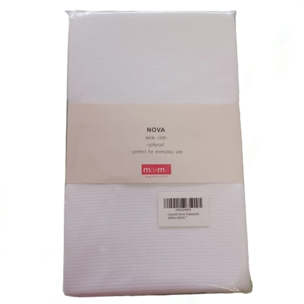 MAXMILL Nova Tablecloth Spillproof White Polyester 60 x 60 Square Kitchen Dining